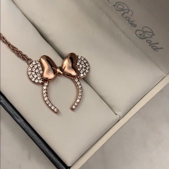 Disney Jewelry - Rose Gold Minnie Ears Necklace